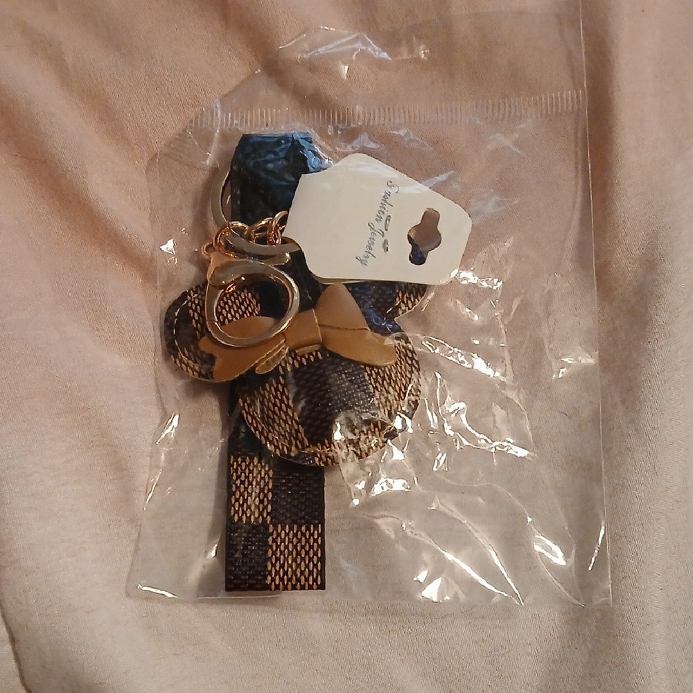 Brown and Black Snake Print Keychain